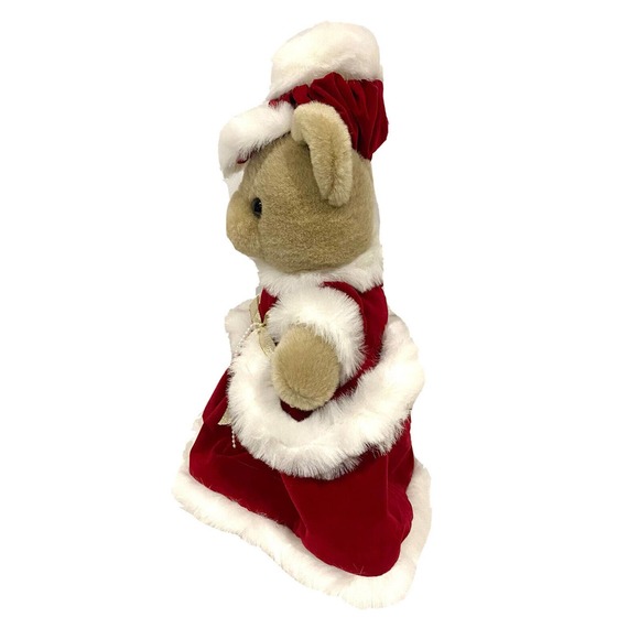 Dan Dee Collectors Choice Christmas Teddy Bear With Stand Red White Dress - Picture 2 of 8